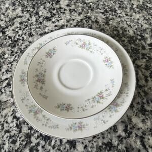 CARLTON CORSAGE SAUCER & SALAD PLATE SILVER EDGING JAPAN